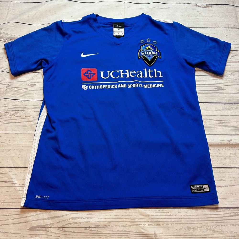 Nike Dri Fit Storm Soccer Jersey Blue UC Health Shirt #25‎ Kids Size Large